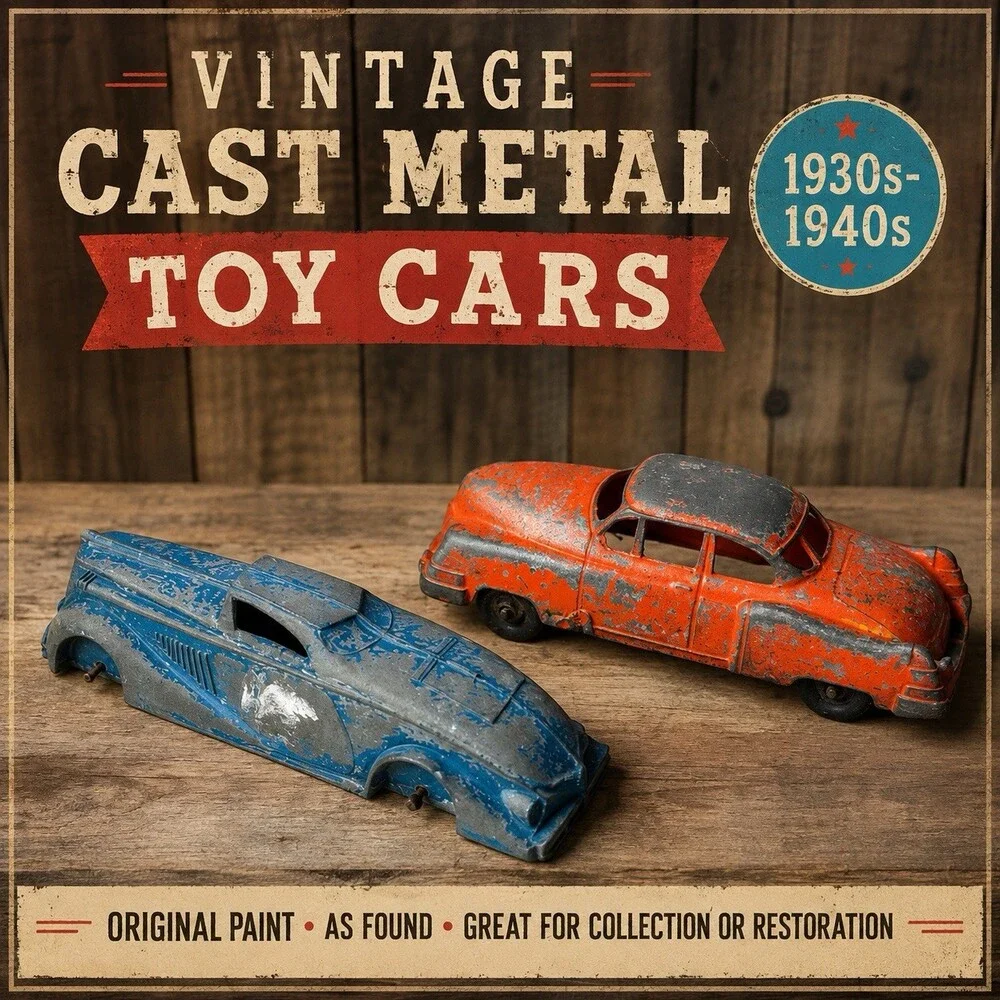 Vintage 1930s Manoil Style Cast Metal Toy Cars Lot Art Deco Sedan Parts Repair